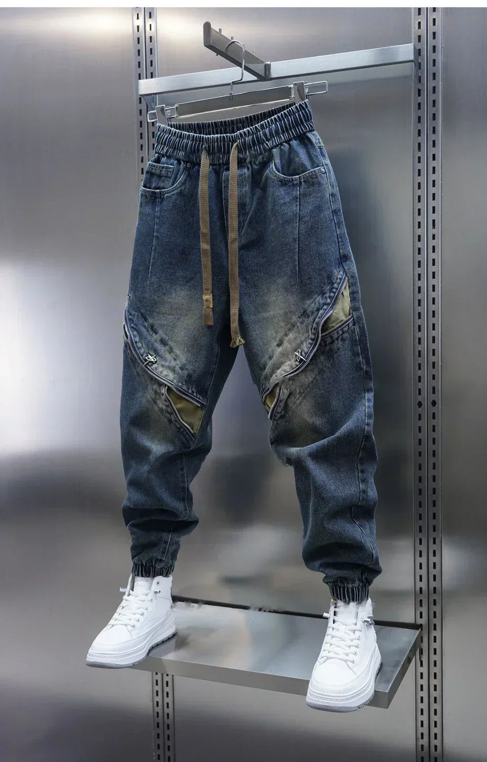 Olavi | Baggy Denim Püksid Paelaga