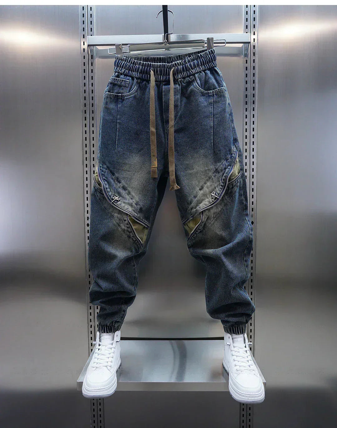 Olavi | Baggy Denim Püksid Paelaga